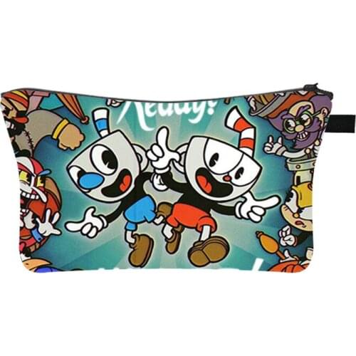 Cartoon Cuphead Mughead Makeup Bags With Multicolor Girls Cosmetics Pouchs For Travel Ladies Pouch Women Cosmetic Bag