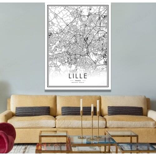 Welt Karte LILLE Leinwand Malerei Drucke Kunst Wand Bilder Wohnzimmer Poster Schlafzimmer Dekoration Murals