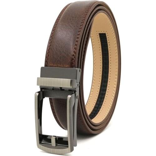 Click Belt fake needle belt with automatic buckle mens two-layer cowhide leather belt