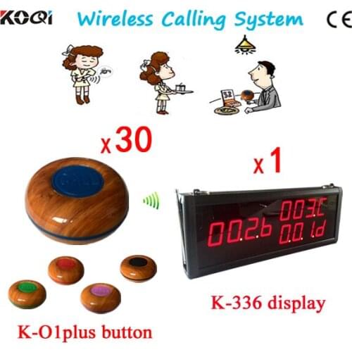 Waitress Restaurant Calling System Made in China Long Range Strong Signal Free Shipping(1 Big Display + 30 Table Bell Button)