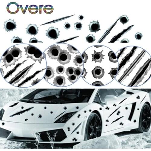 Overe Car Sticker Cover Bullet Hole 3D Styling For Hyundai Solaris I30 creta IX25 Suzuki Swift SX4 Lada Vesta Granta Kalina