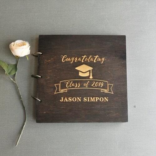 Personalized Graduation Photo Album, Gift for Grad,Blank Kraft Photo Album,Graduation Gift Wooden Guest Book,Graduation Gift