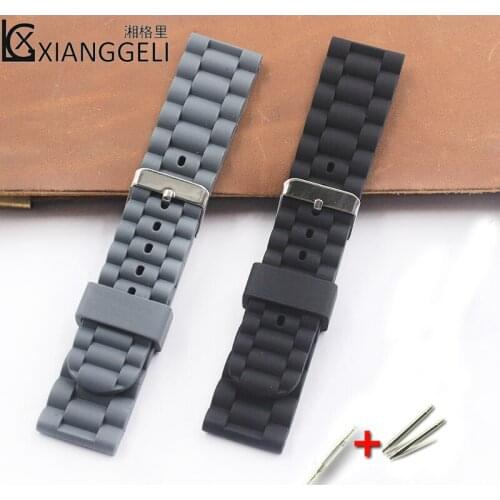 Watch Accessories 24mm Silicone Strap Flat Direct Needle Buckle For Men & Women Outdoor Sports Casual Brand Watch Band