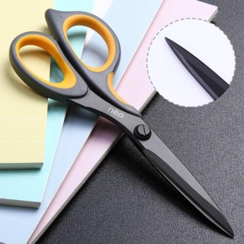 Deli 6027 stainless steel hand scissors office and home scissors art clothing multifunctional scissors black scissors
