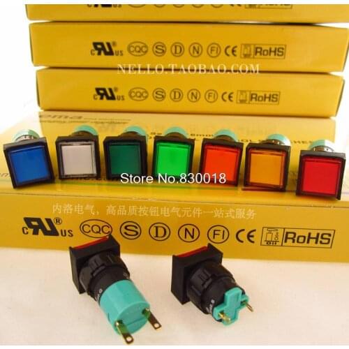 [ SA ]Imports EMA 16mm LED 01P-SI40.Q / S square DC6V/12V/24V/AC110V/220V RYGBWOV--10PCS/LOT