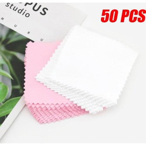 50pcs 8x8cm Sterling Silver Color Cleaning Cloth Polishing Cloth Soft Clean Wipe Wiping Cloth Of Silver Gold Jewelry Tools