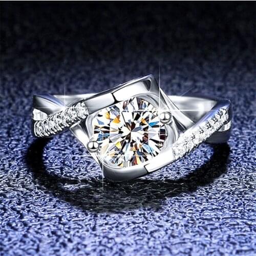 Silver Platinum Diamond Test Passed 1 Carat Excellent Cut D Color High Quality Moissanite Diamond Ring Silver 925 Jewelry PT950