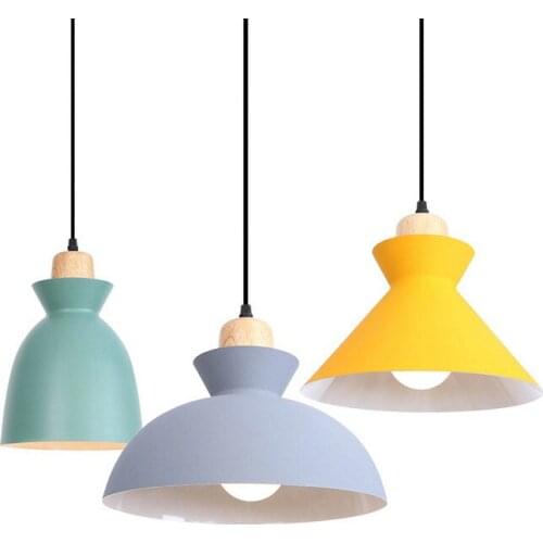 Modern Nodic Light Fixtures Pendant Lights LED Fashion Color Aluminum Pending Lighting Luminaire Suspendu Wood Bedroom Lamparas