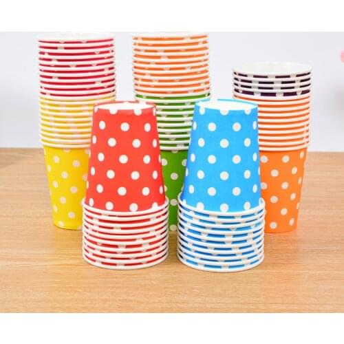 20Pcs Round Dots 250ml Paper Cup Disposable Tableware DIY Craft Supplies kindergarten Children Handmade Materials Party Cups