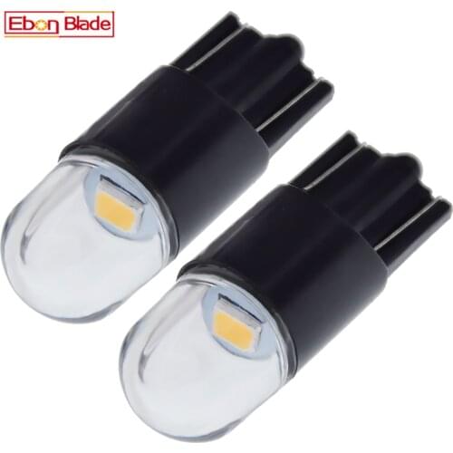 2Pcs Warm White T10 W5W LED Signal Lamp Car Interior Dome Map Reading Light Motorbike Side Wedge Globe Bulbs 4300K Auto Styling