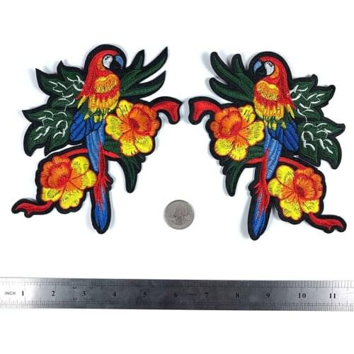 Iron on Patches Parrots Embroidered Appliques Thermo Stickers DIY Sewing Supplies Chinese Style Clothing Patch Thermoadhesive