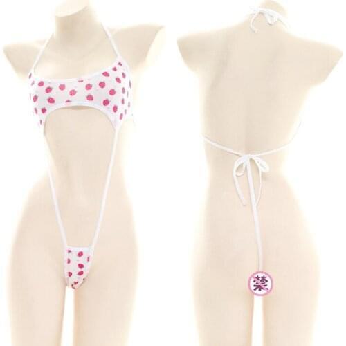Japanese Sexy Lingerie Lolita Kawaii Jumpsuit Strawberry Bikini Swimsuit Cosplay Erotic Costumes Bra Women Underwear Set