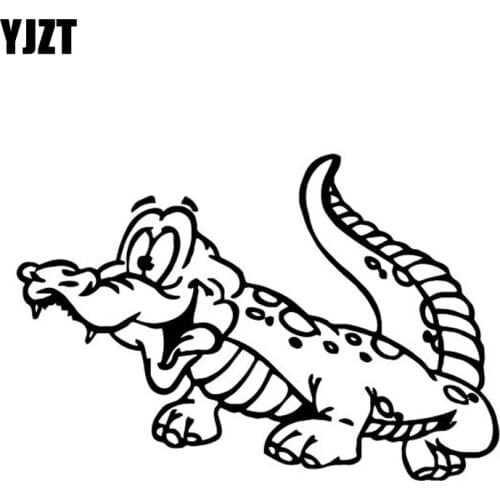 YJZT 16.6CM*11.3CM Crocodile Funny Car Stickers Vinyl Decal Decorate Bumper Accessories Black/Silver C4-1470