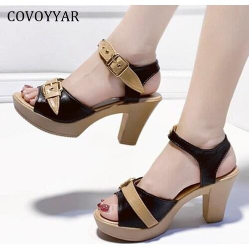 COVOYYAR Platform Womens Sandals Buckle Ankle Strap Summer Fashion Casual Shoes Women Ladies Pumps Thick High Heels WHH3031
