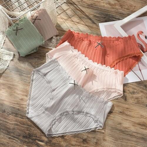 Womens Cotton Panties Women Underpants Soft Comfort Underwear Solid Bow Girls Briefs Sexy Female Lingerie Plus Size Lingere