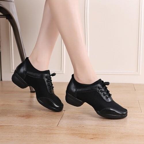 Genuine Leather Dancing Shoes Female 1919 Sailor Dance Mesh Modern Dance Square Dance Shoes Dancing Shoe Kick Breathable Light