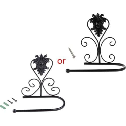 1PC Vintage Toilet Paper Towel Iron Roll Holder Bathroom Wall Mount Rack Black #Y05# #C05
