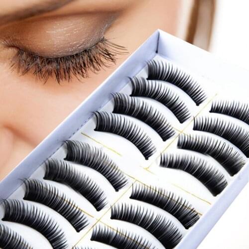10 Pairs False Eyelashes Long Beauty Synthetic Fiber Natural Cross Thick False Eyelashes Box Package