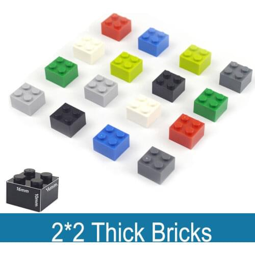 2*2 Dot Thick bricks 100pcs multiple color Educational Creative DIY Bulk Building Blocks Set Compatible All Brands classic parts