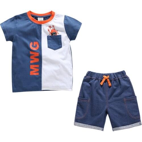 Toddler Boys Clothing Sets High-quality Cotton Fashion Stitching T-shirt Shorts 2pcs Kids Clothing Summer 2020 Boy Suits 1-5 Y
