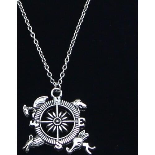 20pcs New Fashion Necklace 28x34mm compass animal lion dragonfly deer Pendants Short Long Women Men Gift