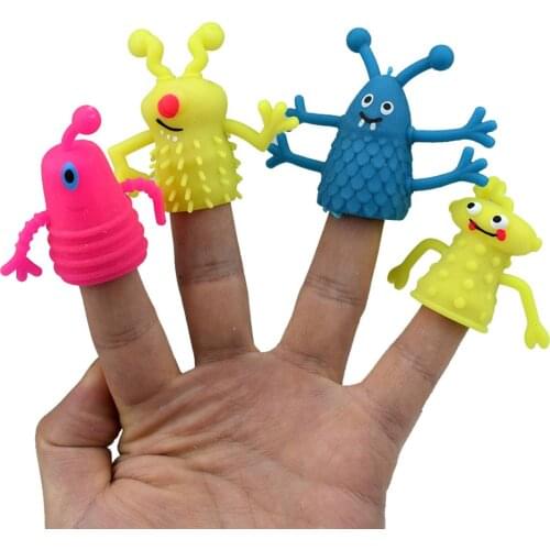 4Pcs/Set Novelty TPR Plastic Cute Expression Hand Puppets Children Kids Finger Puppets Toy Parents Storytelling Props Xmas #40