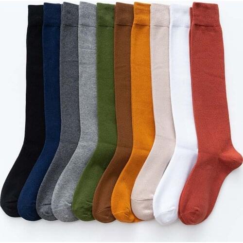 New Womens Winter Harajuku Retro Pure Cotton Fashion Solid Color Black Lengthened Socks 5 Pair