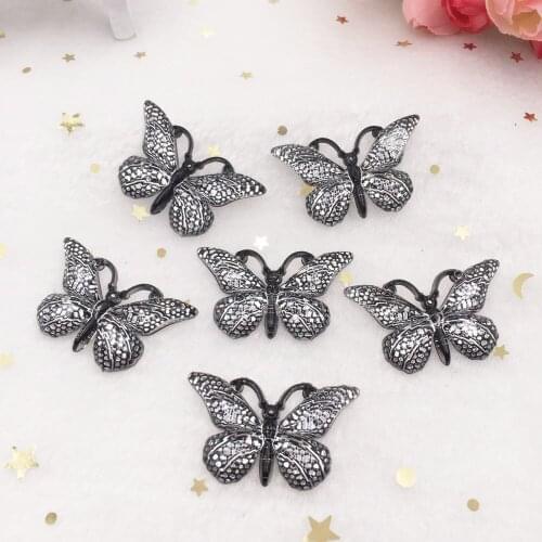 Shiny Colorful Butterfly Flat Back Rhinestone Appliques 50pcs DIY 1 Hole Bead Wedding Decoration Home Craft Christmas Gift W754