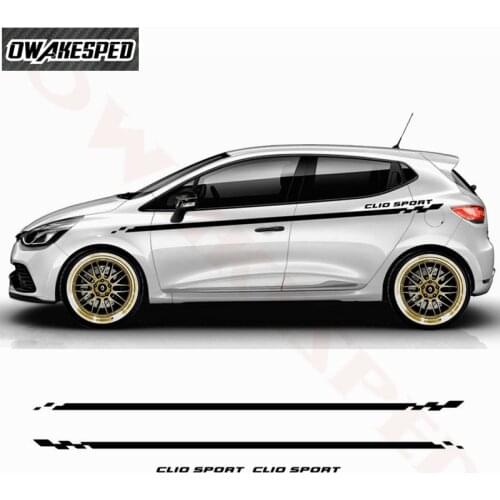 Car Body Waist Line Decor Stickers Both Side Sport Stripes Racing Lattice Auto Door Vinyl Decal For Renault Clio 1 2 3 4