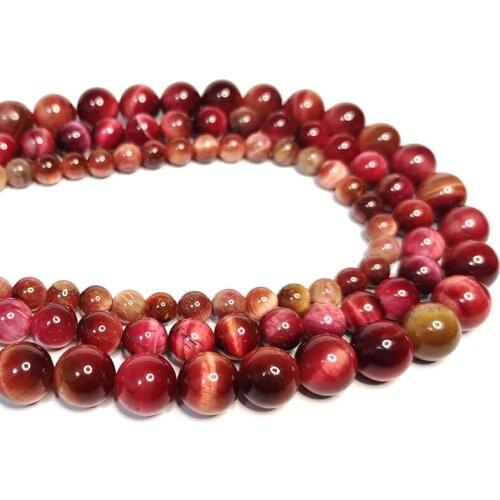 Wholesale Cherry Red Eye Stone Beads Loose Natural Round Spacer Beads For Jewelry Making DIY Bracelet 6 8 10 MM
