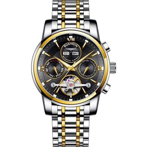 GUANQIN Mens Watches Top Brand Luxury Automatic Mechanical Wrist Watch Men Sport Wristwatch Reloj Hombre Tourbillon Clock Male