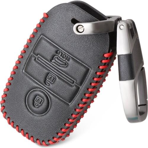 Remote Car Key Case Cover For Kia Ceed Cerato Optima Rio 3 K2 Soul Sportage 2017 Key Genuine Leather Car Key Chain Case Holder