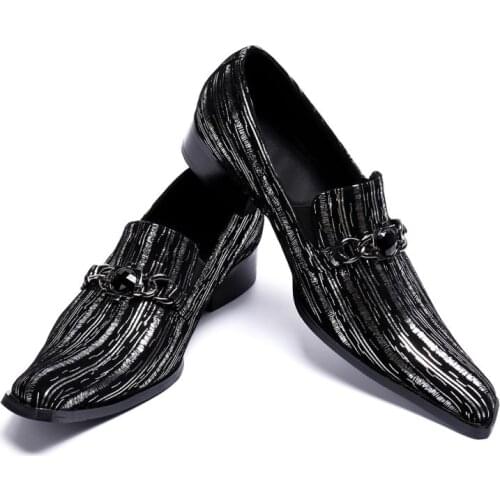 Business Dress Wedding Mens Leather Shoes Mens British Metal Buckle Set Foot Thick Shoes