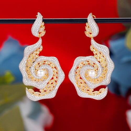 Elegant Fashion Earring Women Delicate Cubic Zirconia Saudi Arabia Dubai Bridal Ear Ornament Wedding Jewelry