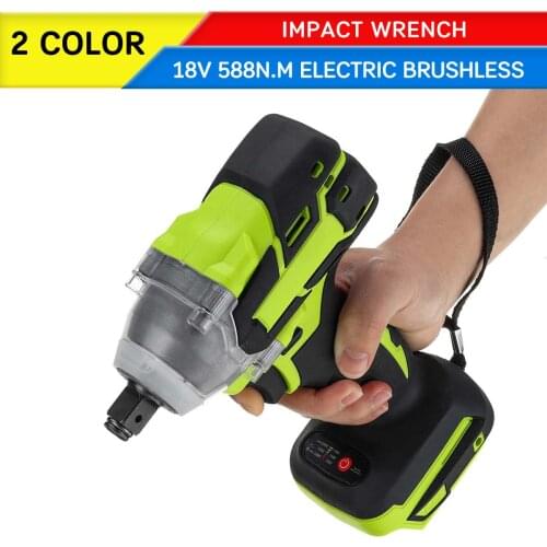 18V Cordless 588N.M Electric Brushless Impact Wrench 1/2 Socket Wrench Rechargeable Power Tool Without Battery