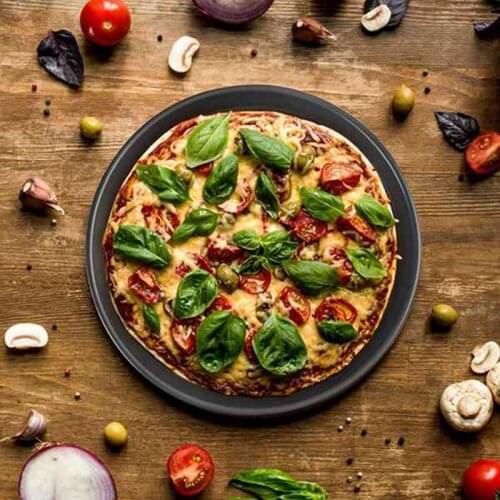 Hot 13 Inch Non-Stick Pizza Pan Carbon Steel Round Deep Dish Pizza Tray Mold Baking Tool for Home Restaurant