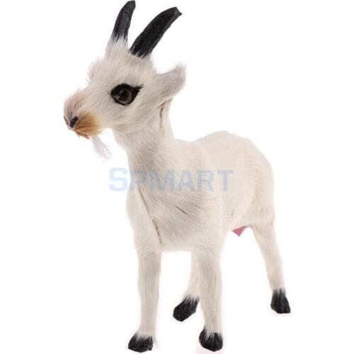 Simulation Faux Fur Stanidng Goat Sheep Animal Model Figures Home Decoration