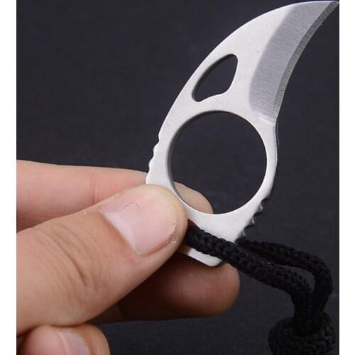 Mini MC Pocket Karambit with Leather Sheath Cutter Portable Claw Knife Tool Outdoor Camp Gadget Survive Box Package Opener Open