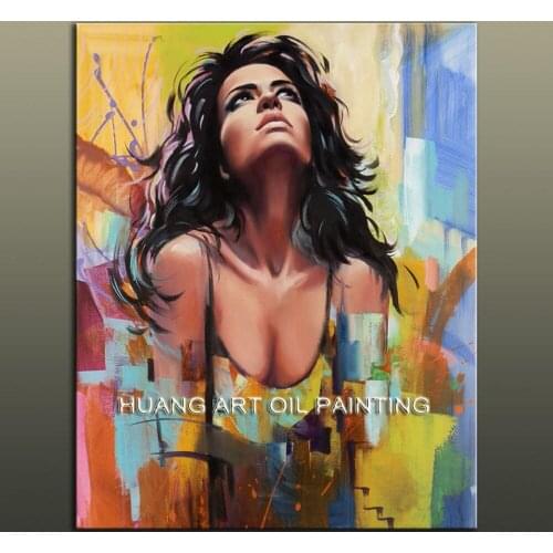 Impression Character Painting Hand Painted Oil Painting on Canvas Beautiful Hot Sexy Woman Portrait Painting for Bedroom Decor