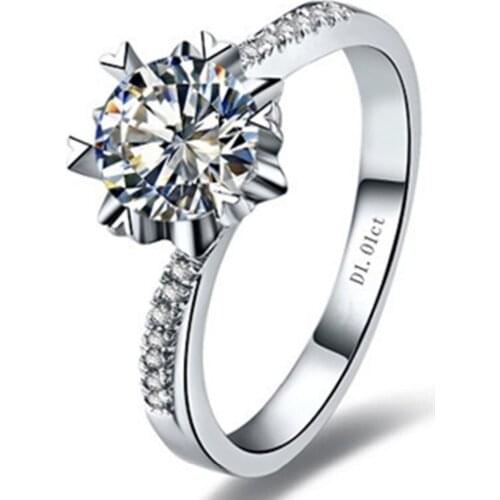 Snowflake 14K White Gold Engagement Ring Test Positive 1CT D Color Lab Grown Moissanite Diamond Ring Wedding 14K Jewelry AU585