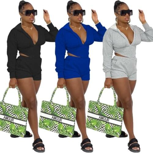 Autumn Hooded Long Sleeve Sets Women 2 Pieces Corset Tracksuit Sexy V Neck Hoodie Crop Top and Mini Shorts Sport Outfit 2021