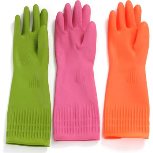 Kitchen Gloves for Washing Dishes Household Cleanning Latex Glove Long and Thick Protective for Woman Dishwashing