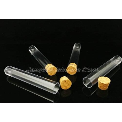 5pcs 25x150mm Lab Transparent Plastic Test Tubes With Cork Caps Party Candy Bottle with Round Bottom Wedding Gift Vial