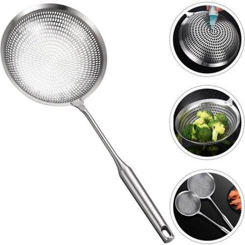 Stainless Steel Skimmer Spoon Ladle Strainer for Fat Oil Filter Grease Noodles Dumpling Draining Spoon Kitchen Supplies