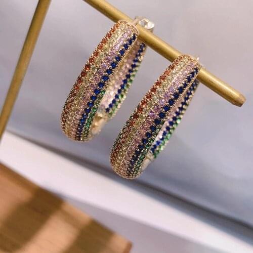 Trendy Large Hoop Earrings Big Circle Earrings Cubic Zircon Brincos Celebrity Brand Hoop Earrings for Women Jewelry E9514