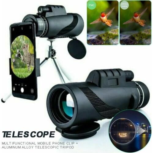 High Power Monocular Small HD Telescope Night Vision Low Light Zoom Tripod Telescope Outdoor Camping Accessories 80X100