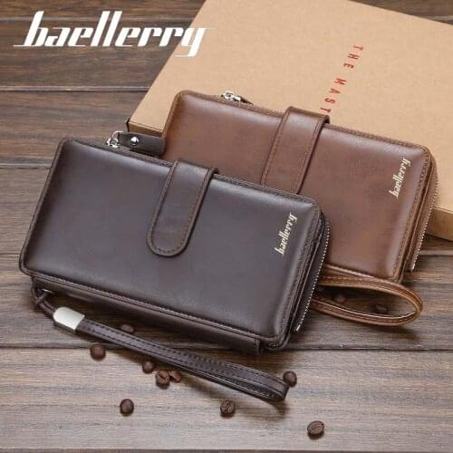 New retro men wallets multi-function business purse Credit ID card Holder genuine leather long clutch bag purse man wallets card
