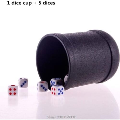 1 set Black PVC Dice Cup Board Game KTV Pub Casino Party Game Dice Box with 5 Dices N19 20 Dropship