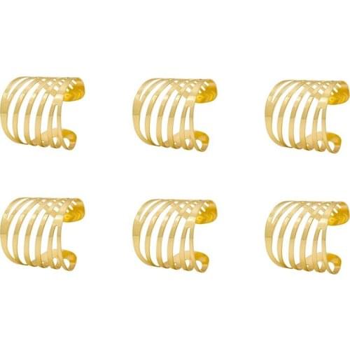 Gold Napkin Rings Set Of 6, Hollow Napkin Ring Holder For Wedding Christmas Family Gathering Table Decoration-ABUX