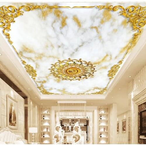 Custom Any Size Mural Wallpaper Modern European Style Pattern Marble Wallpaper Living Room Hotel Luxury Ceiling 3D Wall Painting